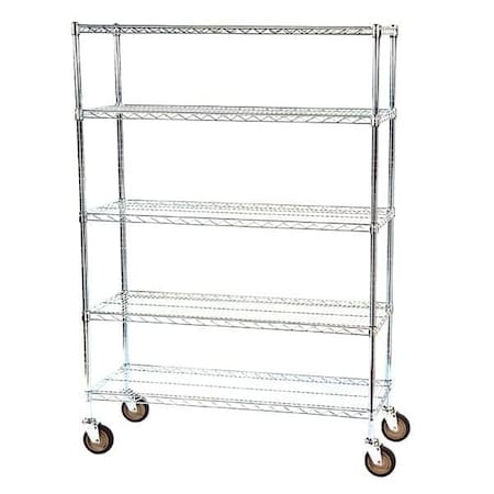 Round Post, Mobile Shelving, (5) 24×36 Shelves, 72″ Posts